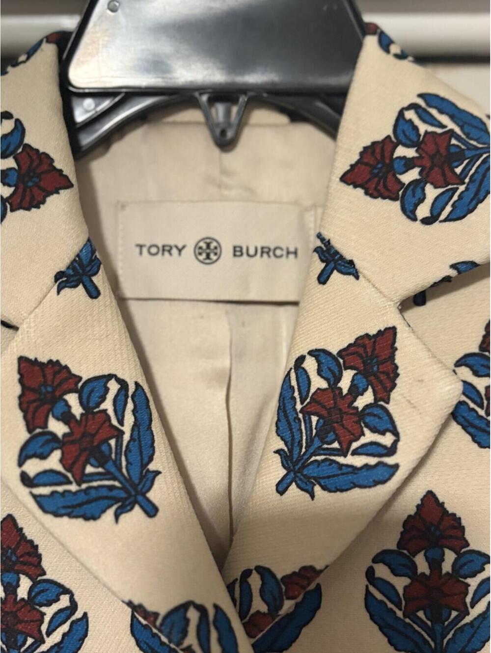 Tory Burch White & Multicolor Printed Twill Crepe Jacket - Picture 5 of 9